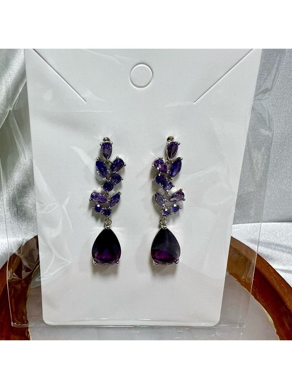 Purple Drop Earrings - Picture 2 of 4